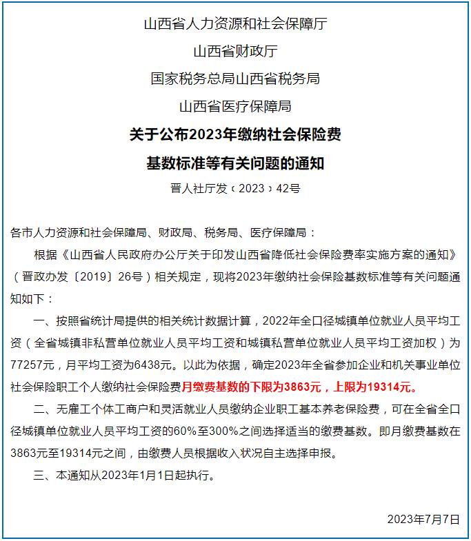 社保基数调整的最新相关信息(又一波城市宣布2023年新基数)