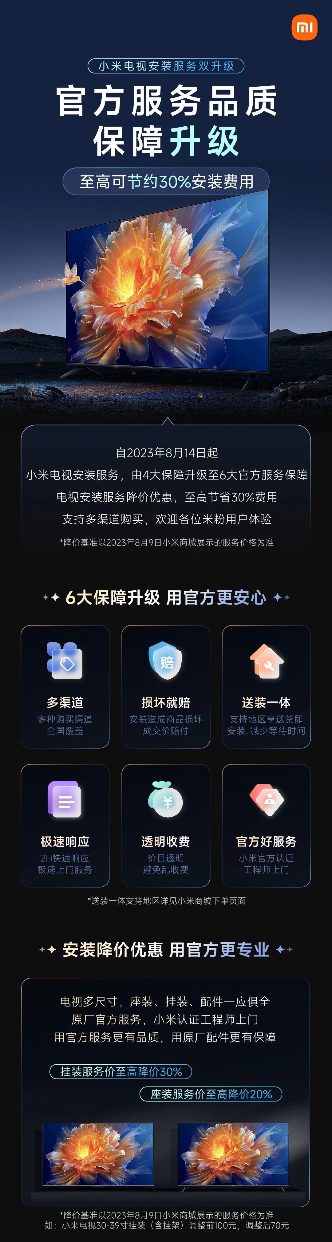 小米电视安装收费标准(小米电视安装服务双升级)
