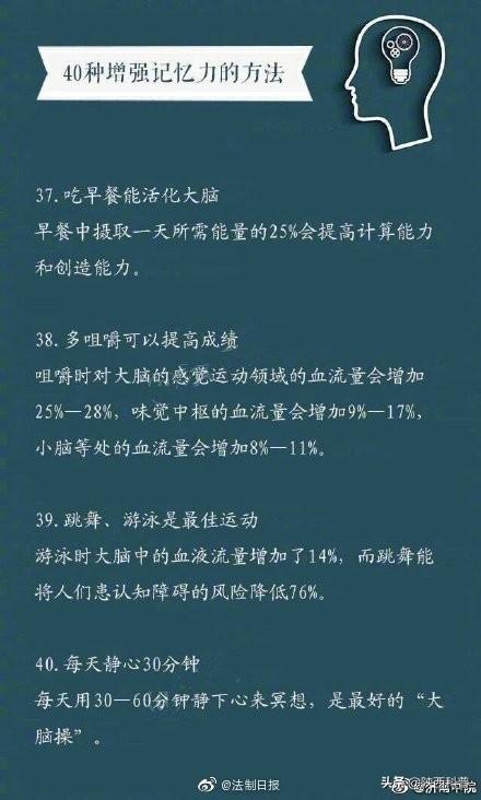 提高记忆力的方法（40种增强记忆力的方法）